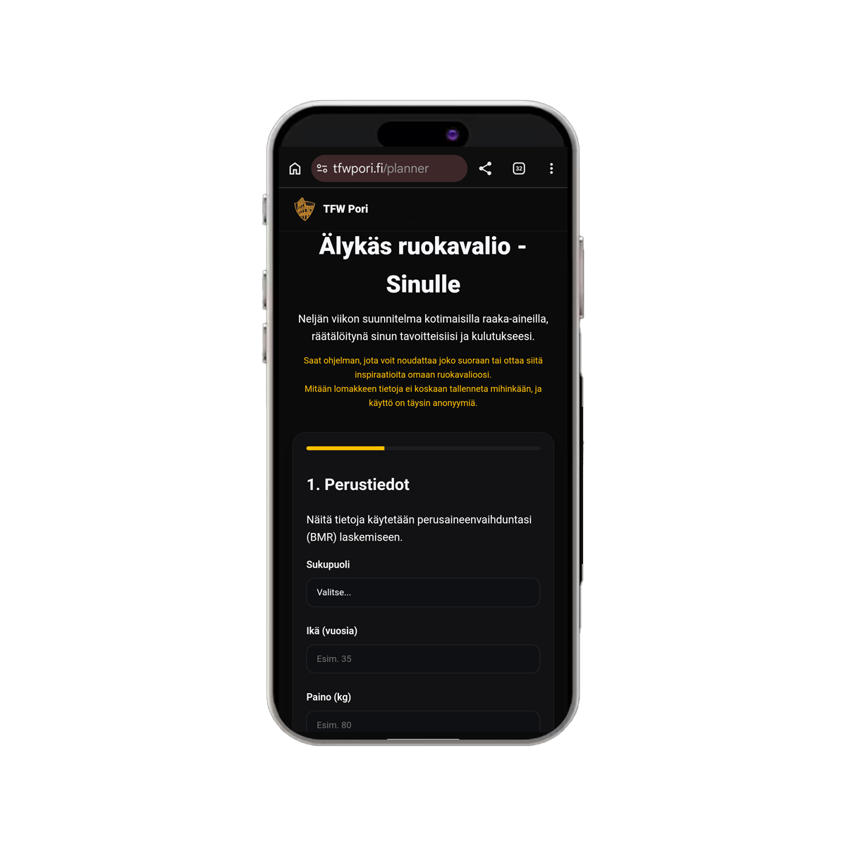 TFW Pori Ravinto-ohjelma ja ostoslistat